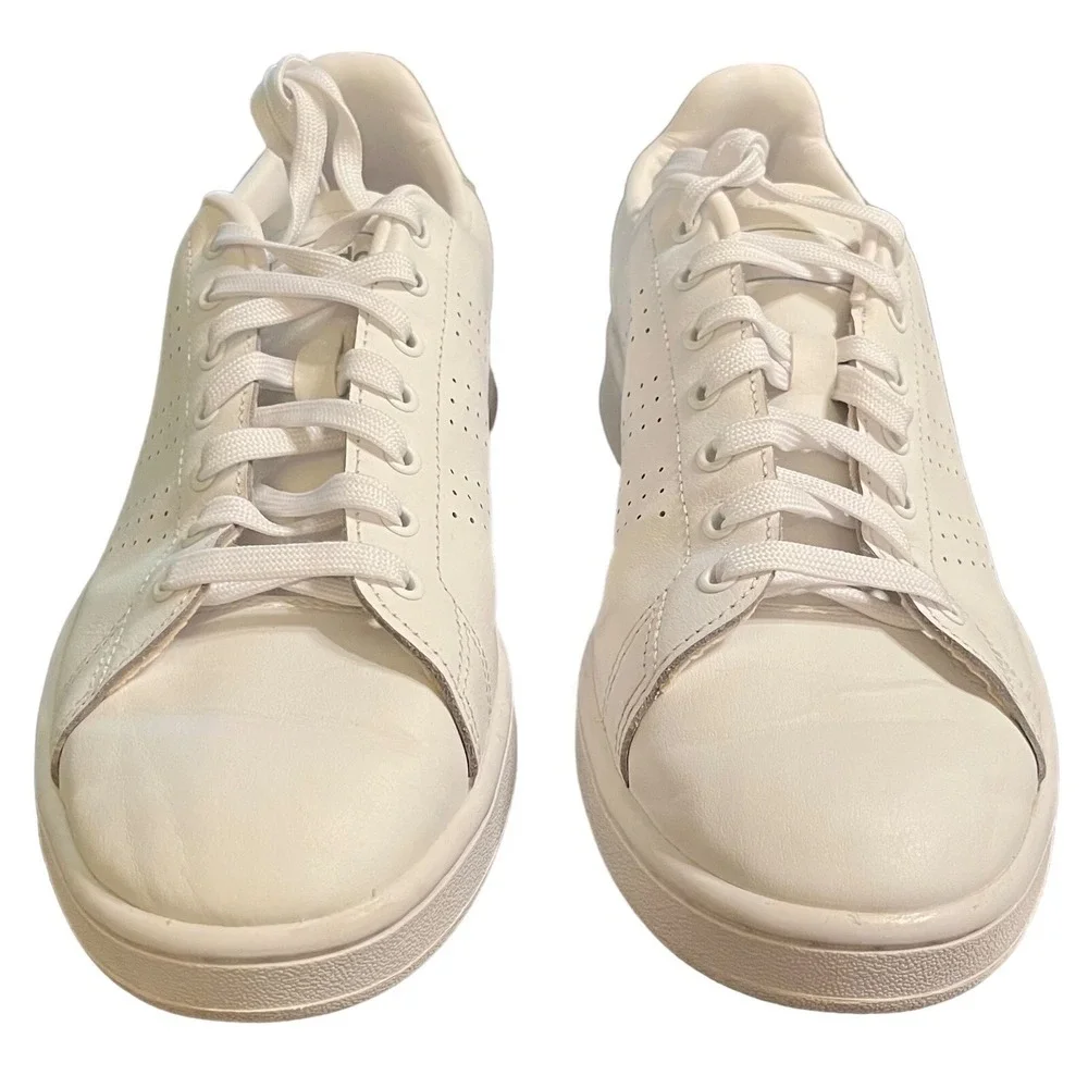 Adidas Cloudfoam Sneakers Shoes Womens Size 10 White Leather Lightweight Workout